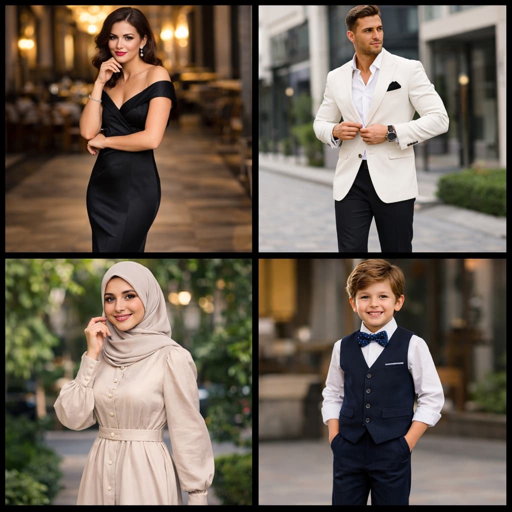 Farklı tarzlarda insanlar - Kadın, Erkek, Tesettür, Çocuk